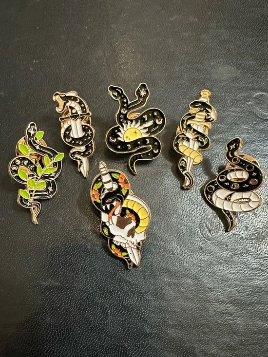 Witchy Snake Enamel Pin Bundle 🐍 Goth Celestial Aesthetic 6pc - Picture 2 of 8